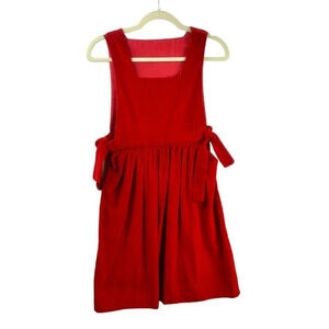 Vintage Handmade Velvet Jumper Dress Pinafore Girls Small‎ Red Christmas Holiday